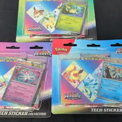 Pokemon Prismatic Evolutions Tech Sticker Collection Set 3-Pack Eevee Evolutions - Image 2