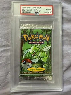 1999 Pokemon WotC Jungle Booster Pack (Scyther) - 1ST EDITION FOIL PACK PSA 10 - Image 1