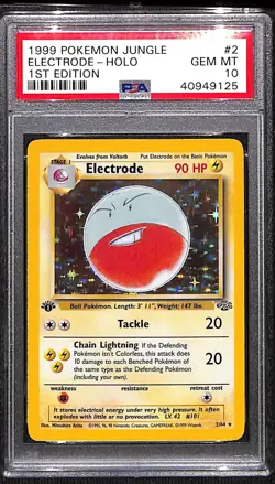 1999 Pokemon Electrode Holo, 1st Ed. Jungle #2/64, PSA 10 Gem Mint - Image 1