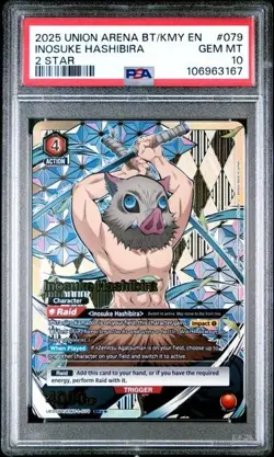 2025 UNION ARENA UE05BT/KMY DEMON SLAYER #079 INOSUKE HASHIBIRA 2 STAR PSA 10 - Image 1