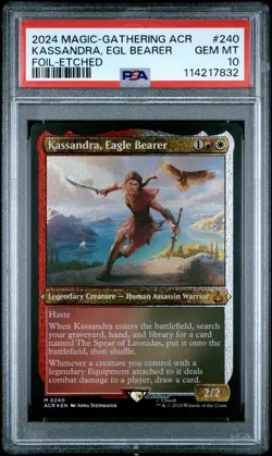 2024 MTG ASSASSIN'S CREED FOIL-ETCHED #240 KASSANDRA, EAGLE BEARER PSA 10 - Image 1