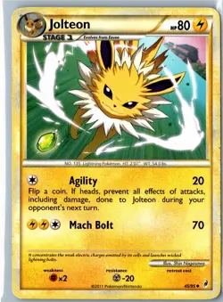 Jolteon Call of Legends 45/95 Uncommon Heavily Played - Pokemon Card - Image 1
