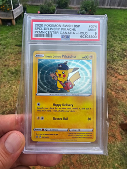 Pokemon Special Delivery Pikachu 2020 SWSH Promo SWSH074 Holo PSA 9 - Image 1