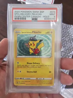 Pokemon Special Delivery Pikachu 2020 SWSH Promo SWSH074 Holo PSA 9 - Image 3