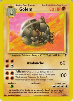 Golem 24/110 Rare Legendary Collection Pokemon Lightly Played - Image 1