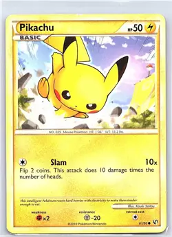PIKACHU 61/90 COMMON HGSS UNDAUNTED POKEMON MODERATELY PLAYED - Image 1