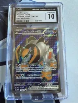 2024 POKEMON TEF EN-TEMPORAL FORCES ULTRA RARE IRON BOULDER EX CGC 10 GEM MINT - Image 1