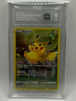 2023 POKEMON SWORD & SHIELD CROWN ZENITH #GG30 FULL ART/PIKACHU TAG MINT 9 - Image 1