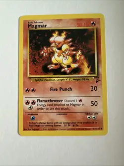 Pokemon TCG Magmar Base Set 2 Unlimited Uncommon Card 51/130 - Image 2