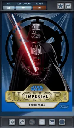 Star Wars Card Trader Topps Meiyo - Empire Honor Blue Epic - Darth Vader - Image 1