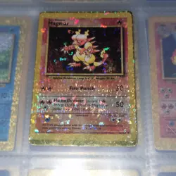 Magmar HOLO Prism Vintage Pokemon Base Set Vending Golden Sticker Card Retro - Image 1