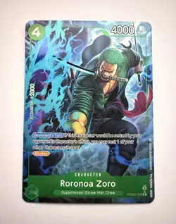 Bandai One Piece Card Game Roronoa Zoro PRB02-006 SR Alt Art Foil EN - Image 1