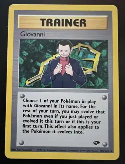 POKEMON GYM CHALLENGE GIOVANNI TRAINER NON HOLO CARD 104/132 - Image 1