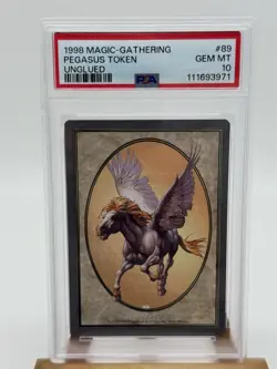 1998 Magic The Gathering MTG Pegasus Token Unglued #89 PSA 10 Pop 1 - Image 3