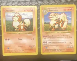 WOTC Pokemon shadowless Base Set Growlithe 28/102 & Arcanine 23/102 1999 English - Image 1