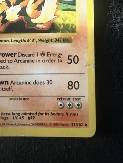 Arcanine (1st Edition) 23/102 Shadowless Pokemon Base Set 1999 Wotc Vintage HP - Image 4
