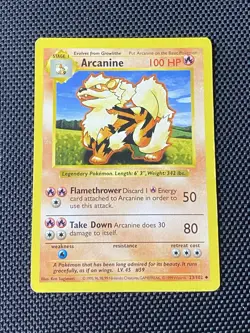 Arcanine - 23/102 SHADOWLESS Base Set - Pokemon TCG 1999 - WOTC Vintage - LP - Image 1