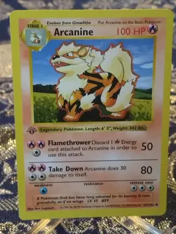 1999 Pokemon Base Set 1st Edition Shadowless #23 ARCANINE - Image 1