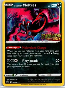 Pokemon TCG Galarian Moltres Holo Rare SWSH07 Promo STAMPED: Evolving Skies - Image 1