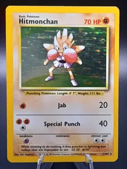 Hitmonchan Pokemon Base Set Holo 1999 WotC 7/102 LP - Image 1