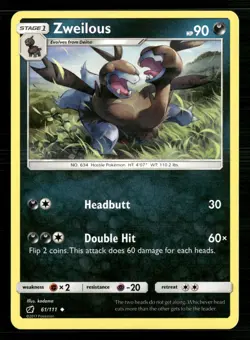 Zweilous 61/111 Uncommon Crimson Invasion Pokemon Lightly Played - Image 1
