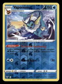 Vaporeon 030/185 Rare Vivid Voltage Pokemon Reverse Holo Lightly Played - Image 1