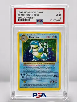 1999 Pokemon Base Set Shadowless Blastoise Holo #2 PSA 9 - Image 1