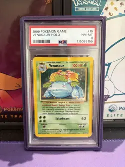 1999 POKEMON BASE SET UNLIMITED #15 VENUSAUR-HOLO PSA 8 - Image 1