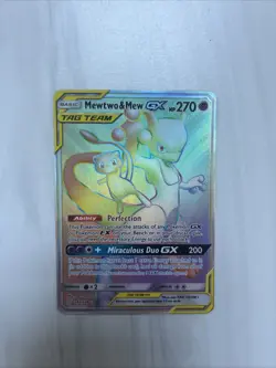Pokemon TCG Mewtwo and Mew GX Tag Team 2019 Black Star Ungraded Near Mint NM - Image 1