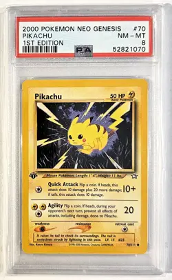 Pokemon 2000 Neo Genesis Pikachu 70 1st Edition PSA 8 NM-MINT - Image 1