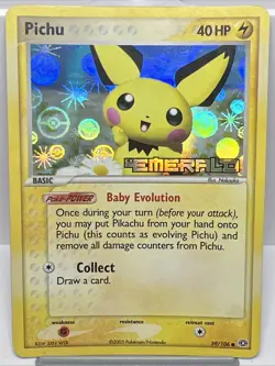 Pichu 59/106 EX Emerald Reverse Holo Stamped Pokemon Card 2005. NM- - Image 1
