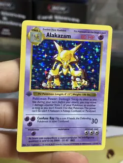1st Edition Alakazam 1/102 SHADOWLESS Base Set 1999 Holo Rare WOTC Pokemon Card - Image 3