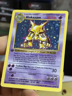 1st Edition Alakazam 1/102 SHADOWLESS Base Set 1999 Holo Rare WOTC Pokemon Card - Image 4