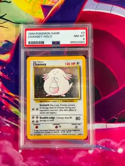 Chansey 3/102 Base Set English PSA Graded 8 Pokemon TCG - Image 1