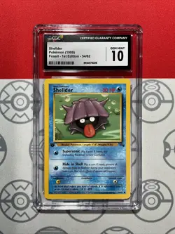 NEW CGC 10 GEM WOTC Pokemon TCG 1999 1st Edition Shellder Fossil 54/62 PSA 3026 - Image 1