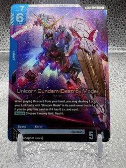Gundam Card Game Newtype Rising Unicorn Gundam Destroy Mode GD01-002 - Image 1