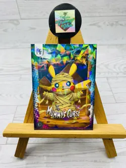 Pikachu as Cosplay The Mummy's Curse Cracked Ice Holo Non-Pokemon Fan Art Card - Image 1
