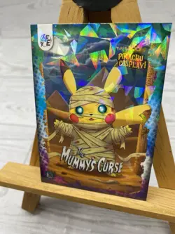 Pikachu as Cosplay The Mummy's Curse Cracked Ice Holo Non-Pokemon Fan Art Card - Image 4