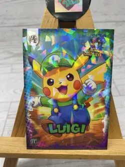 Pikachu as Luigi Cosplay Non- Pokemon Pop Culture Fan Art Trading Card - Image 2