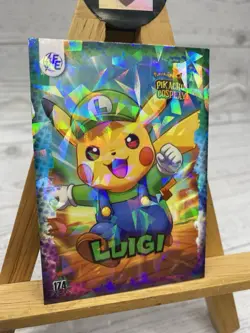 Pikachu as Luigi Cosplay Non- Pokemon Pop Culture Fan Art Trading Card - Image 3