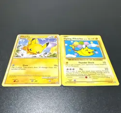Pokemon TCG Pikachu 58/102 Base Set & Flying Pikachu Promo 25 2-Card Lot - Image 1