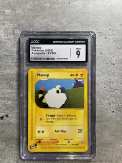 Pokemon Card Mareep CGC 9 Mint, e-Reader Aquapolis 93/147, 2003 (1) - Image 1