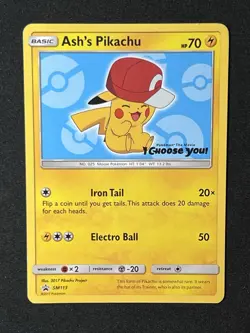 Ash's Pikachu SM113 SM Promos Pokemon Card 🔥 - Image 1