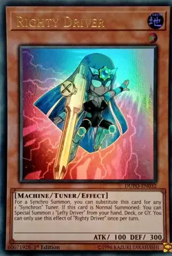 DUPO-EN032 RIGHTY DRIVER ULTRA RARE 1ST EDITION YuGiOh CARD - Image 1