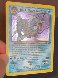 Dark Gyarados Holo Swirl 🌀 Prerelease 1999 Team Rocket Set Pokemon Card Raw MP - Image 2