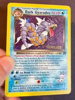 Dark Gyarados Holo Swirl 🌀 Prerelease 1999 Team Rocket Set Pokemon Card Raw MP - Image 5