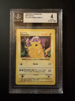 Pikachu Shadowless 58/102 Set Base Pokemon Card Vintage Eng Bgs 4 - Image 1