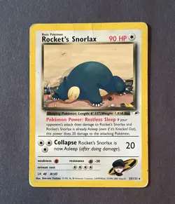 Rocket's Snorlax - 33/132 - Pokemon Gym Heroes Unlimited Rare Card WOTC HP - Image 1
