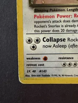 Rocket's Snorlax - 33/132 - Pokemon Gym Heroes Unlimited Rare Card WOTC HP - Image 4