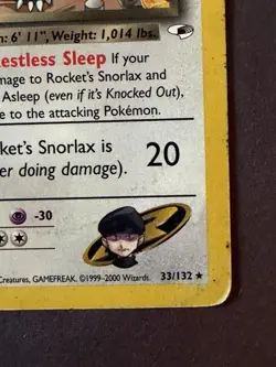 Rocket's Snorlax - 33/132 - Pokemon Gym Heroes Unlimited Rare Card WOTC HP - Image 5